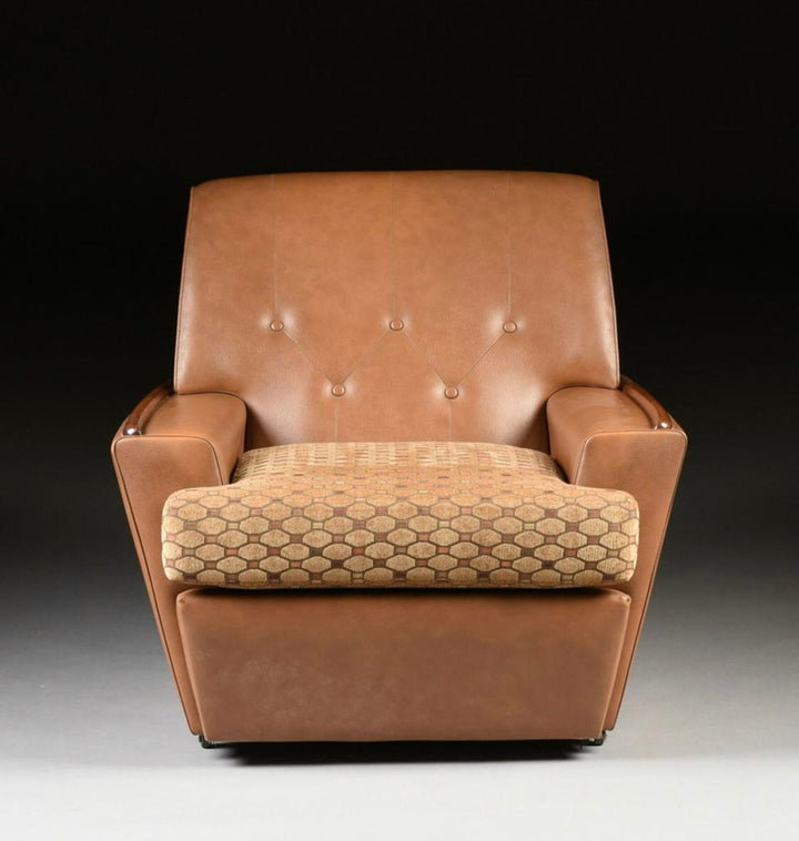 Pair Of Italian Mid-Century Modern Leather & Velvet Lounge Chair image 1