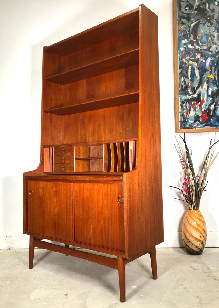 Mid-Century Danish Modern Teak Secretary Desk & Bookcase By Bornholms image 2