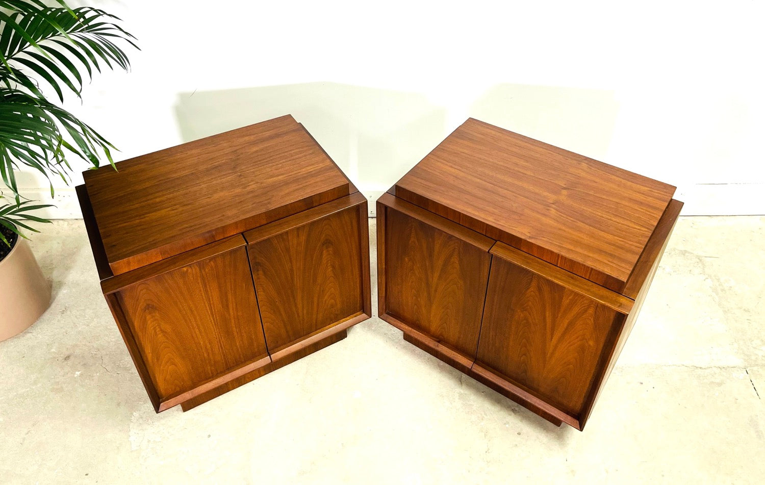 1970's Pair of Walnut Nightstands by Tobago image 7