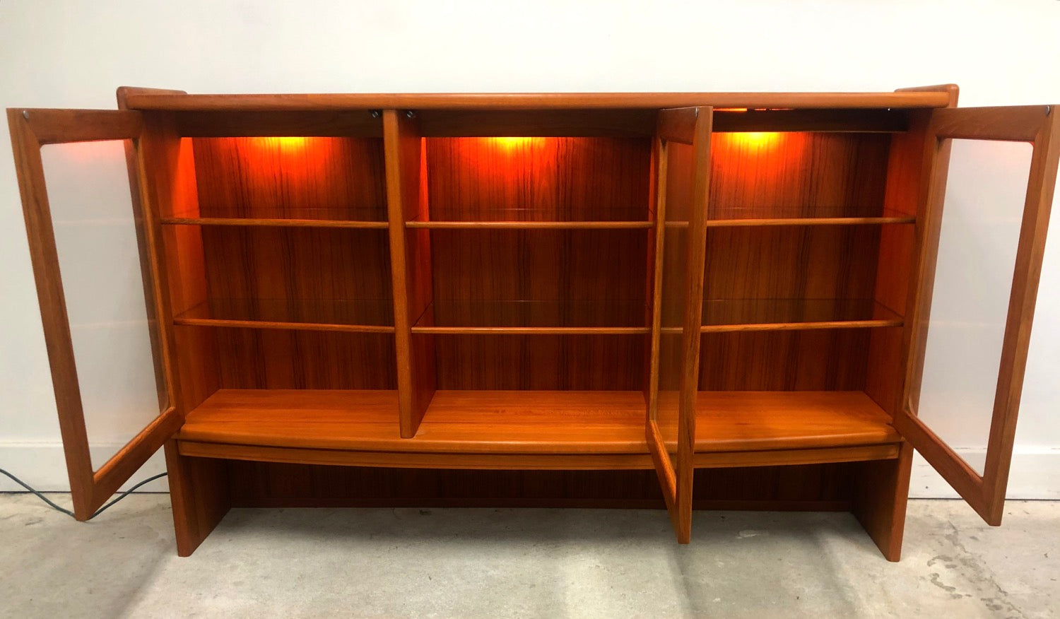 Mid-Century Modern Teak Bookcase with Glass Doors In Style of J.L. Moller image 6