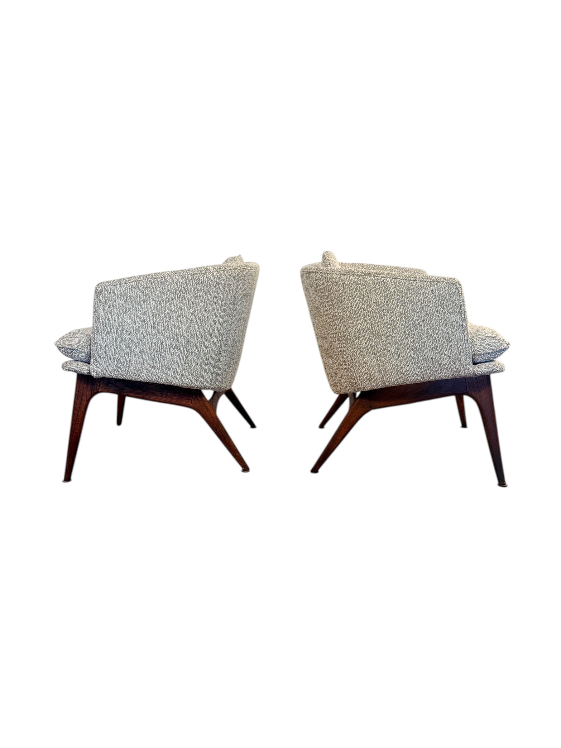 Rare Pair of Mid-Century Walnut Bucket Lounge Chairs by Wieland image 3