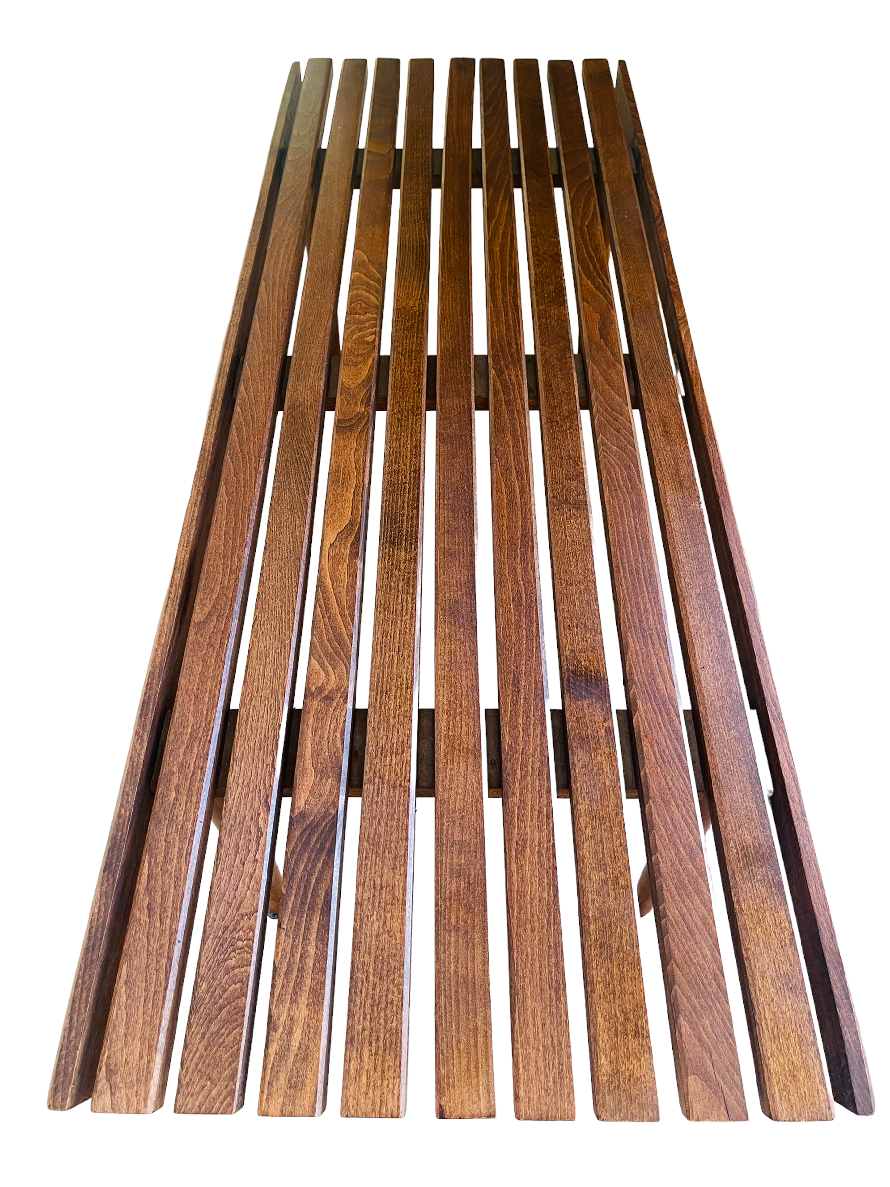 Mid-Century Modern Walnut Slatted Bench / Coffee Table image 3