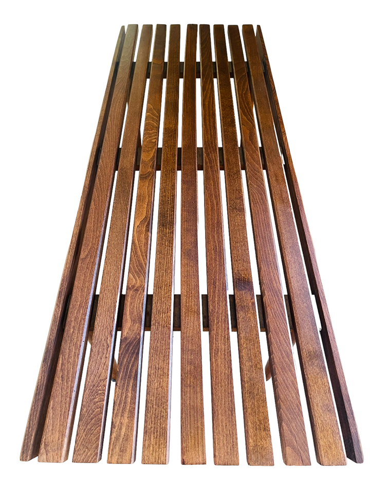 Mid-Century Modern Walnut Slatted Bench / Coffee Table image 3