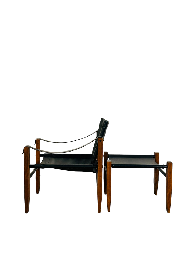 Mid Century Modern Leather Safari Lounge Chair & Ottoman image 9