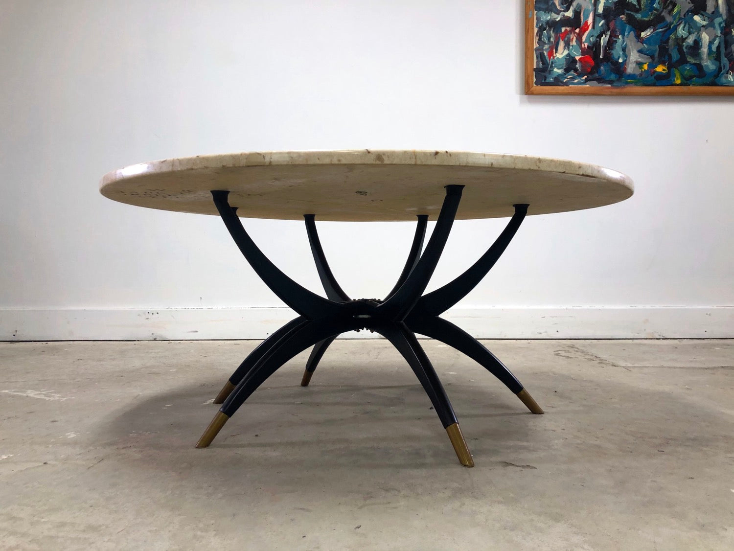 Italian Travertine Stone Top  Spider Coffee Table image 0