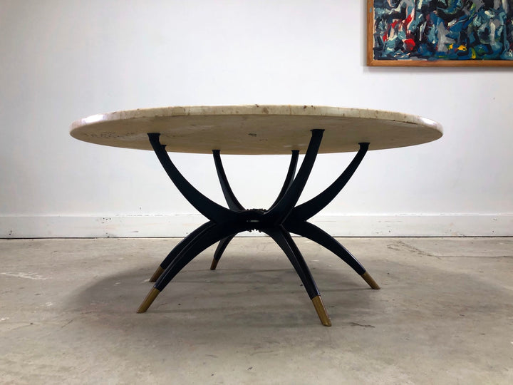 Italian Travertine Stone Top  Spider Coffee Table image 0