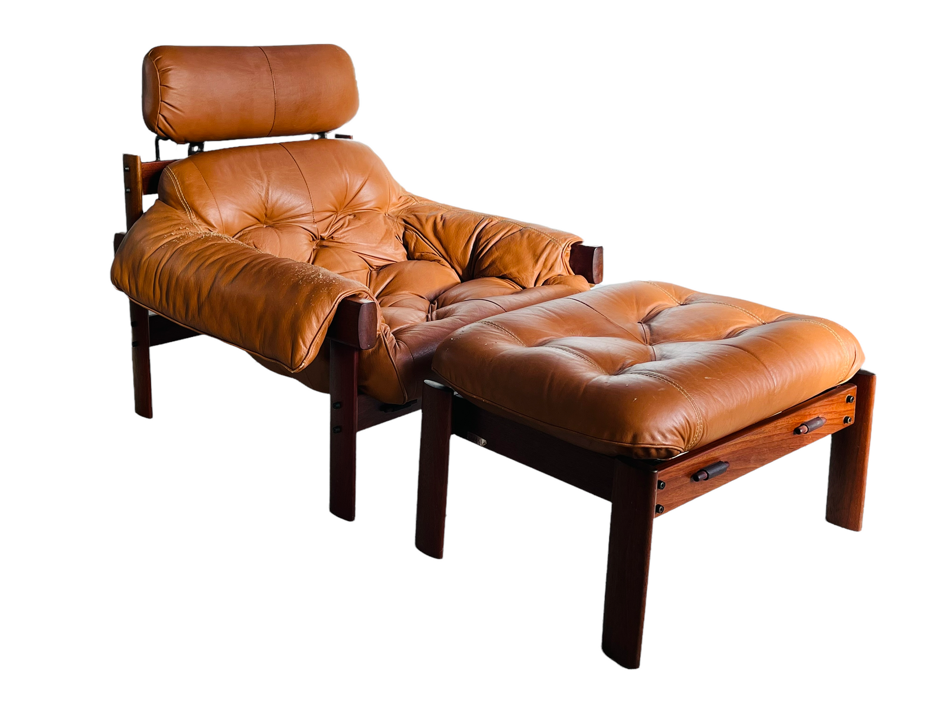 1970s Brazilian Rosewood Percival Lafer Leather Lounge Chair & Ottoman  image 0