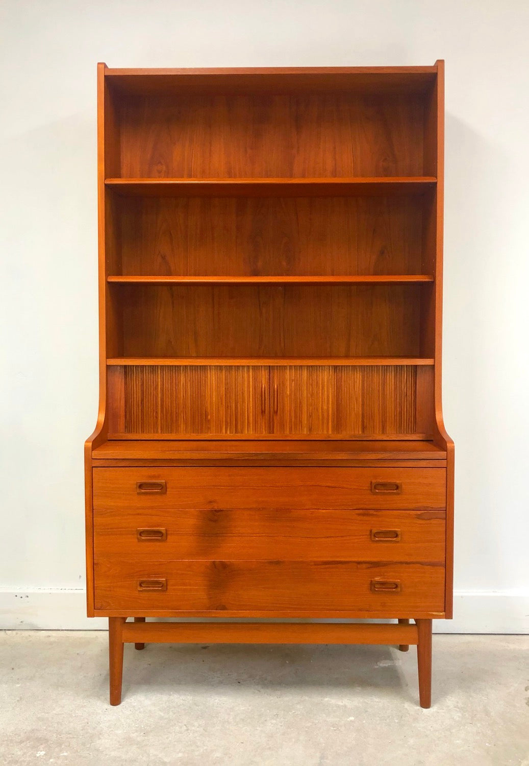 Mid-Century Danish Modern Teak Secretary Desk & Bookcase By BORNHOLMS image 0