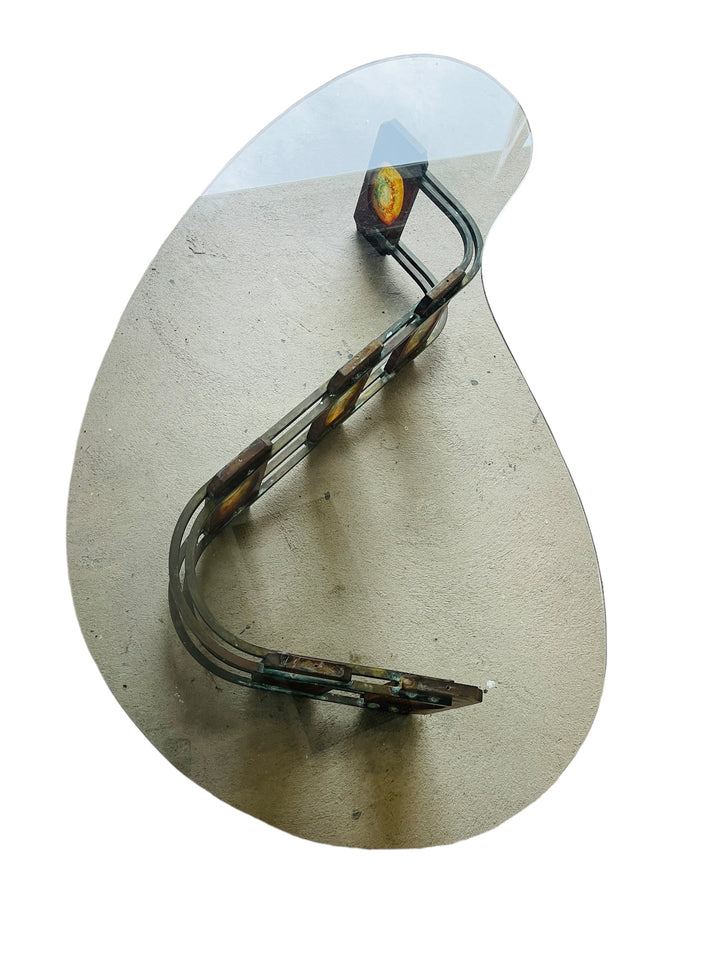 Authentic Kidney Shap Glass Coffee Table  image 6