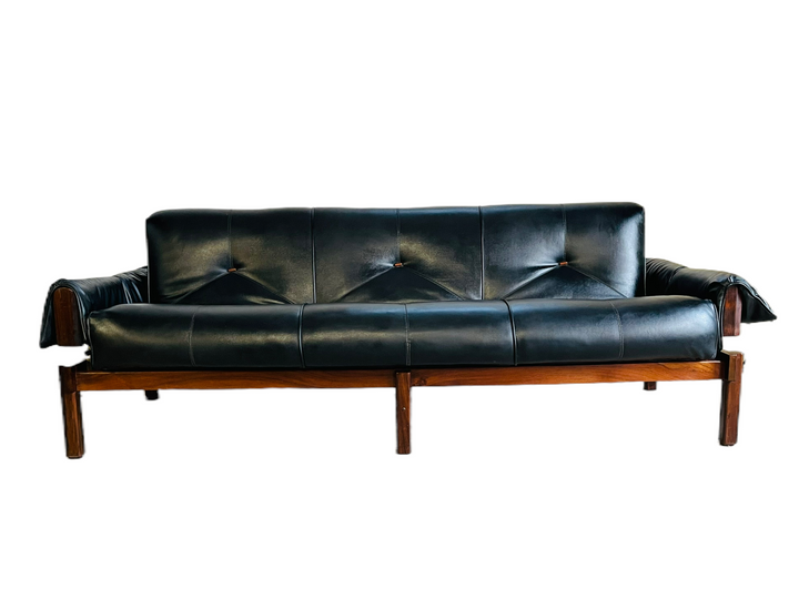 Percival Lafer Brasilian Rosewood Leather Sofa  image 1