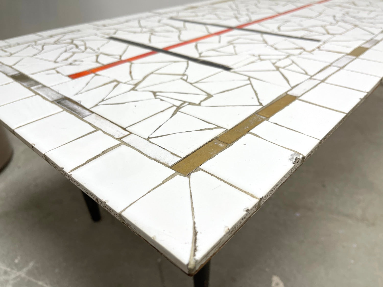 Mid-Century Modern Mosaic Tile Top Coffee Table image 4