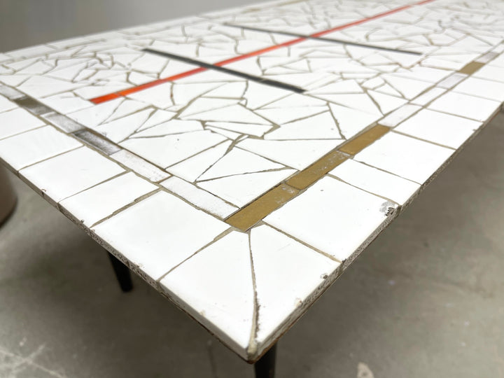 Mid-Century Modern Mosaic Tile Top Coffee Table image 4
