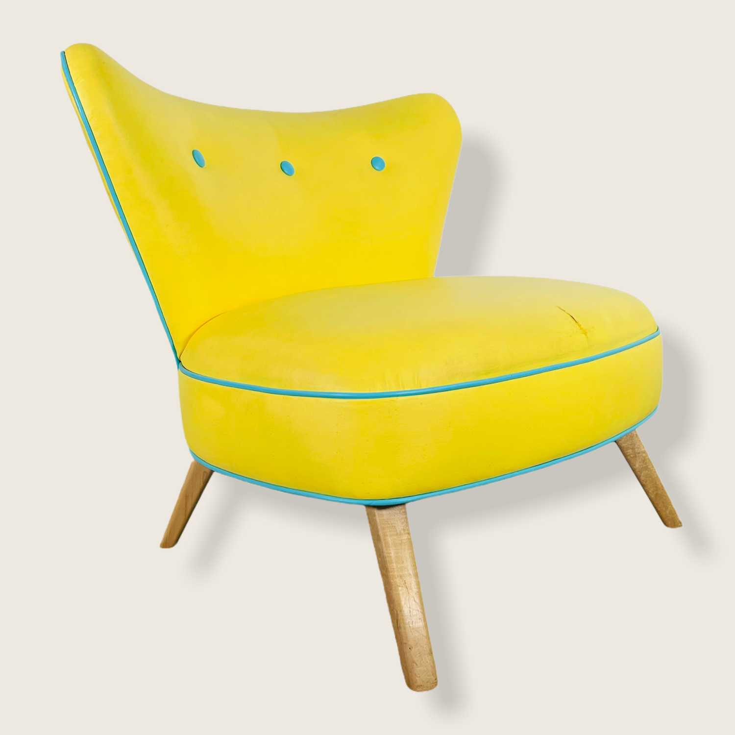 Mid-Century Modern Yellow Oversized Wingback Chair image 0
