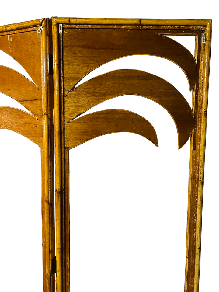 Vivai del Sud Three Panel Bamboo Screen Palm Tree Motif image 5