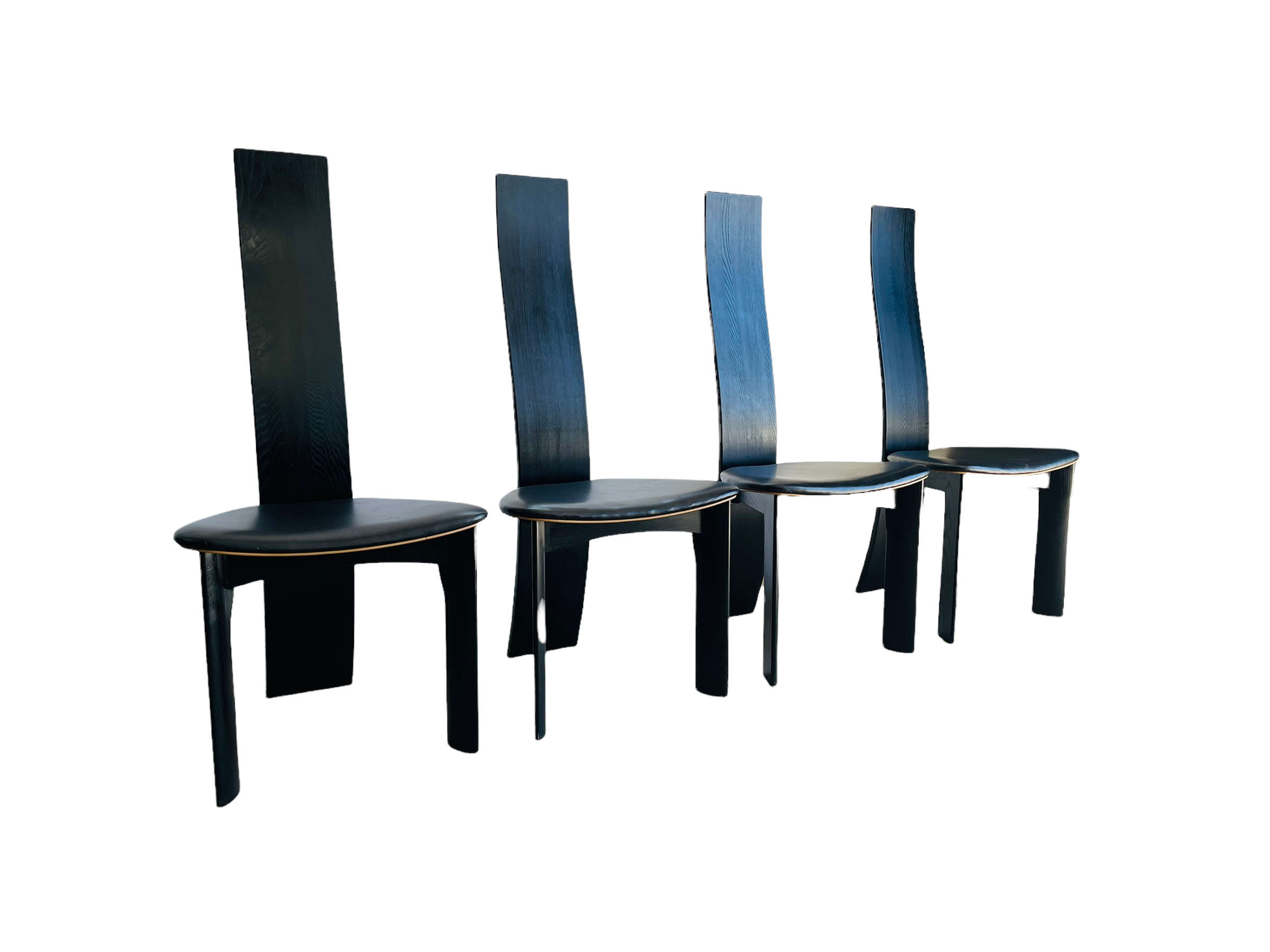 Set 4 Danish Ebonized Dining Chairs Designed by Bob & Dries Van Den Berghe image 1