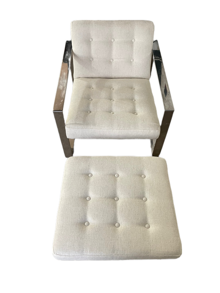 Mid-Century Modern Chrome Lounge Chair & Ottoman  image 2