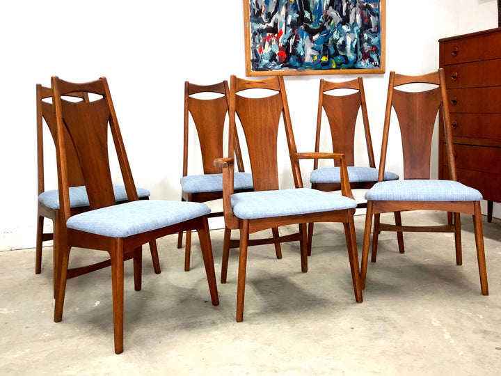 Set 6 Mid-Century Modern Walnut Dining Chairs By Young Manufacturing image 2