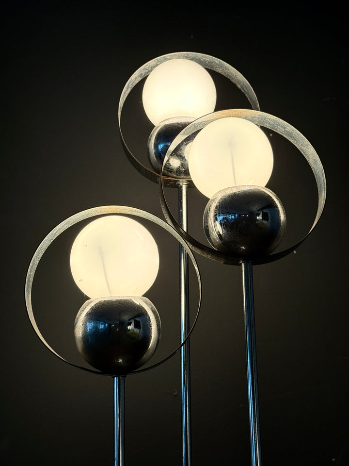 Mid-Century Modern Chrome Waterfall Eyeball Table Lamp – 3-Light image 2