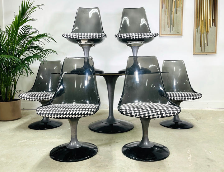 Mid-Century Modern Smoked Lucid Tulip Dining Table By Chromecraft image 0