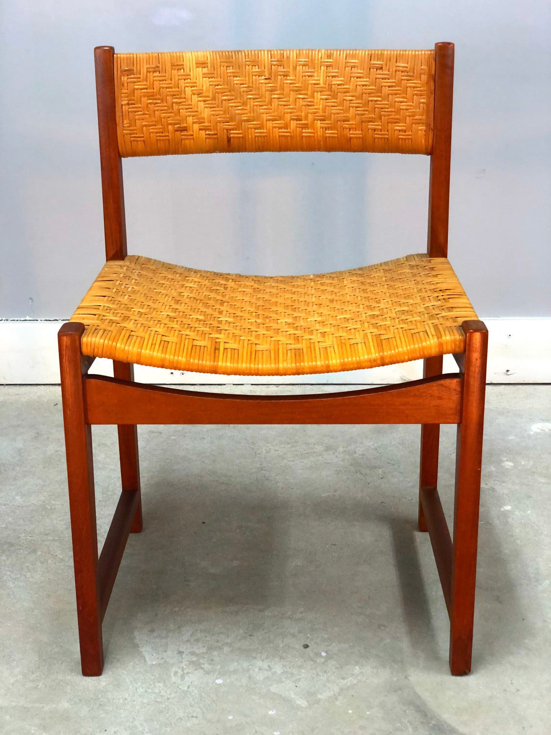 Danish Modern Teak & Wicker Side Chair by Peter Hvidt image 1