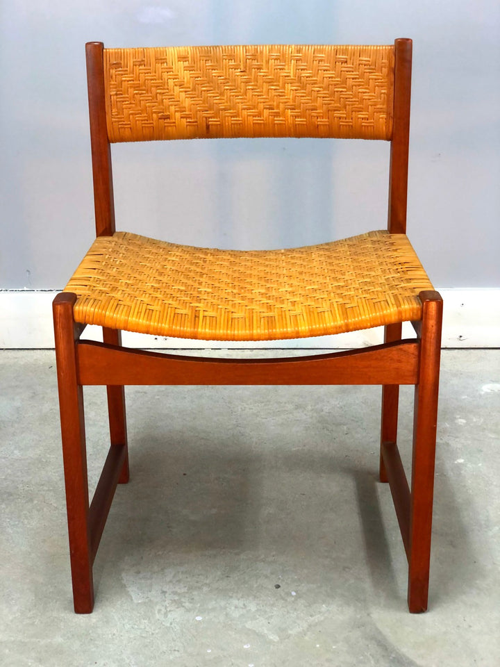 Danish Modern Teak & Wicker Side Chair by Peter Hvidt image 1