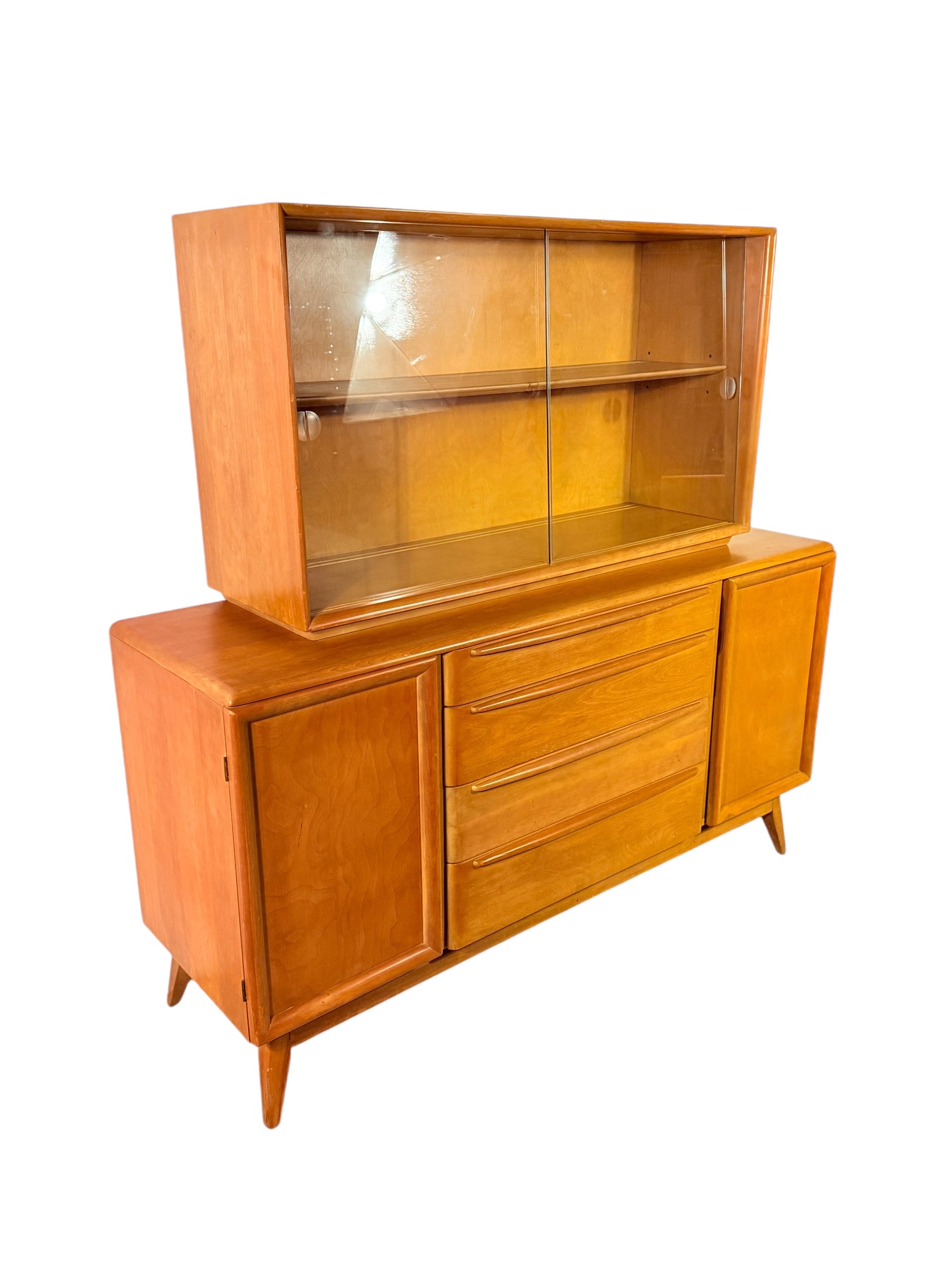 Heywood-Wakefield Maple Hutch Cadenza with Glass Display image 1