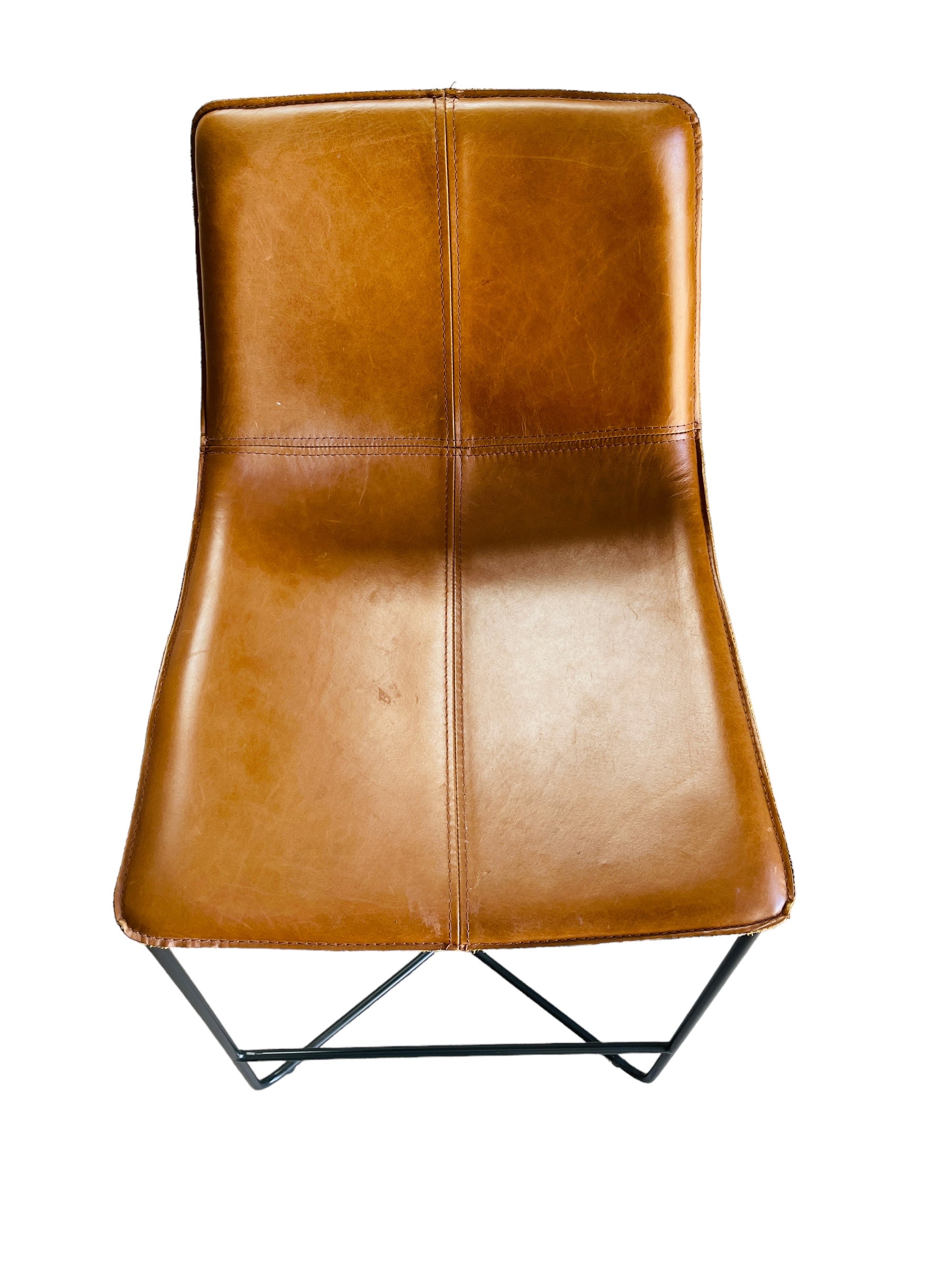 Pair of Brown Leather Bar Stools image 6