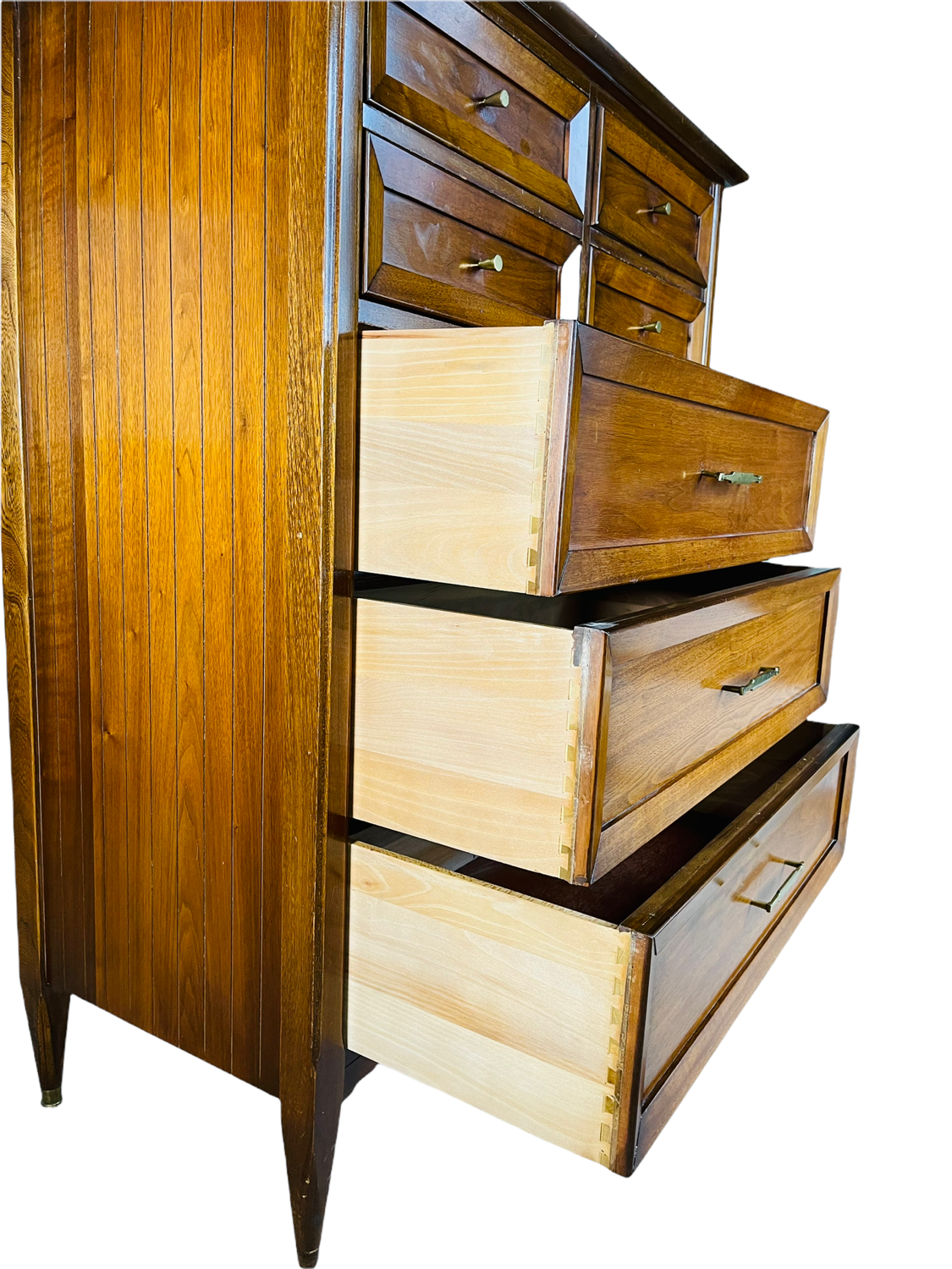 Mid-Century Modern Walnut Tall/Highboy Dresser by Permacraft image 7