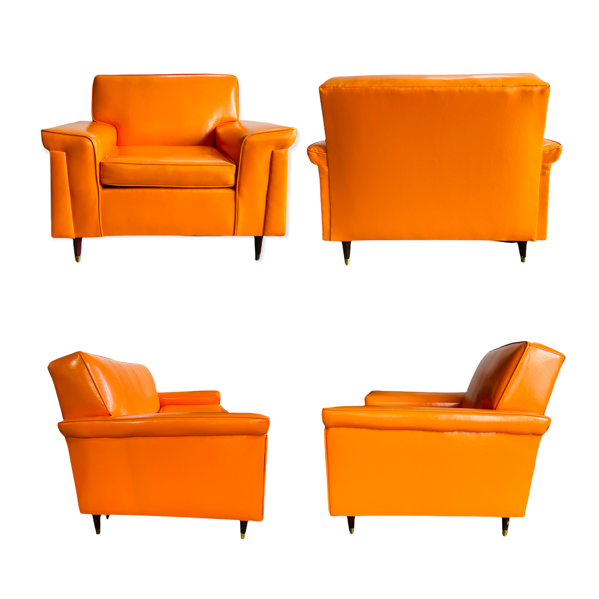 Retro 1970’s Orange Sofa & Club Chairs Set image 1