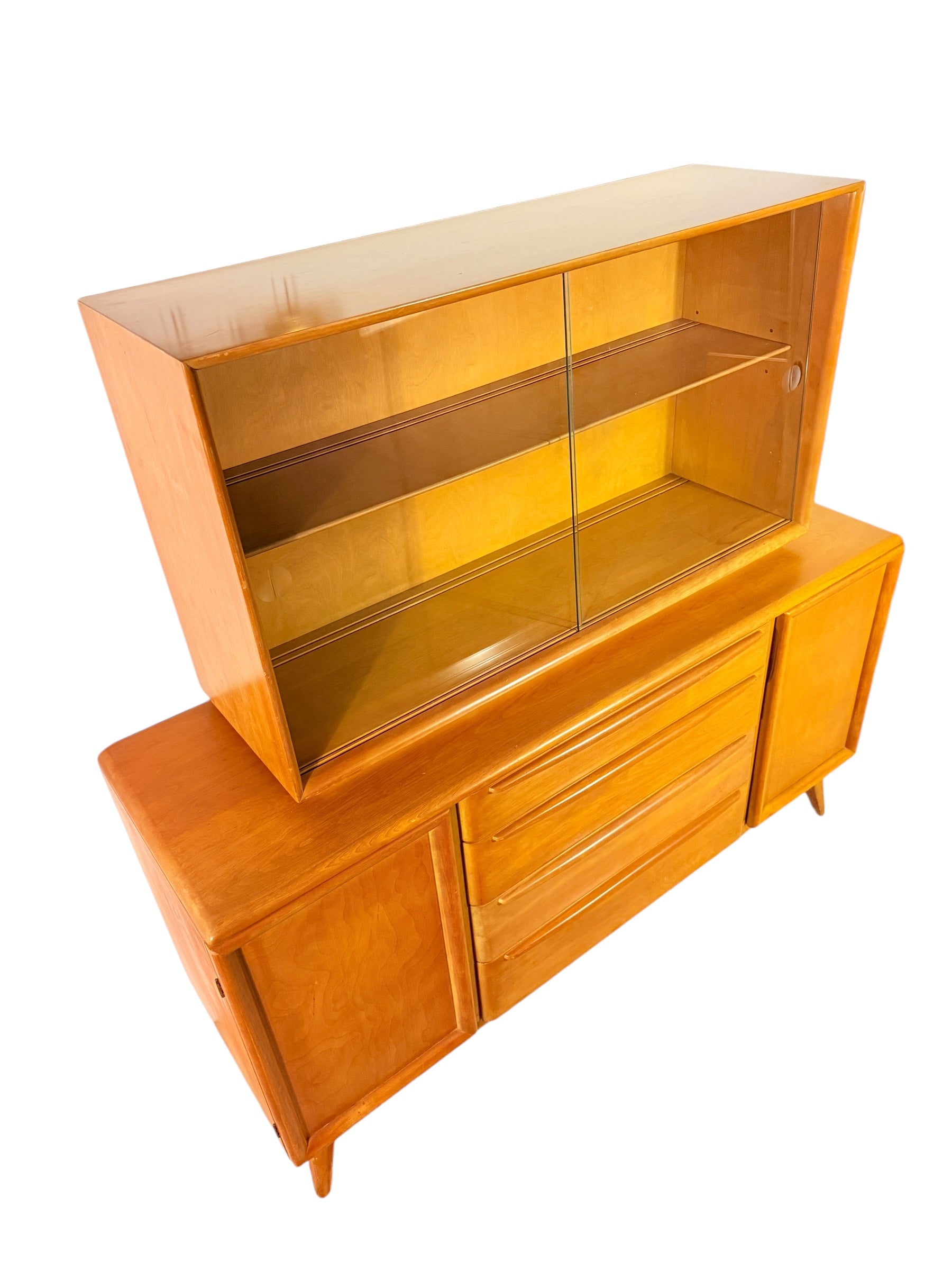Heywood-Wakefield Maple Hutch Cadenza with Glass Display image 4