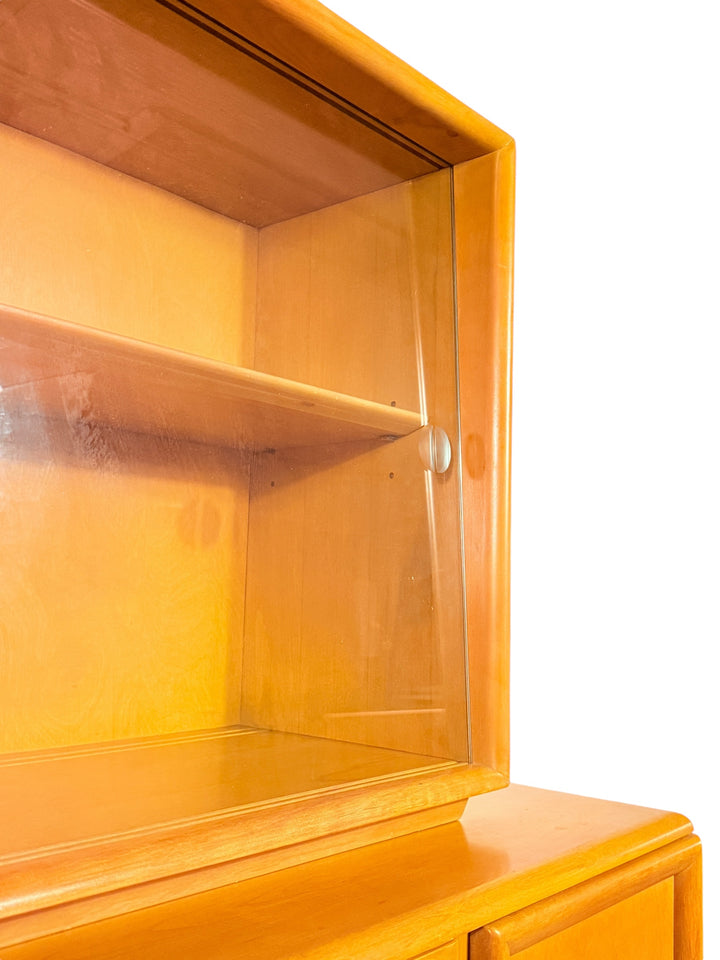 Heywood-Wakefield Maple Hutch Cadenza with Glass Display image 2