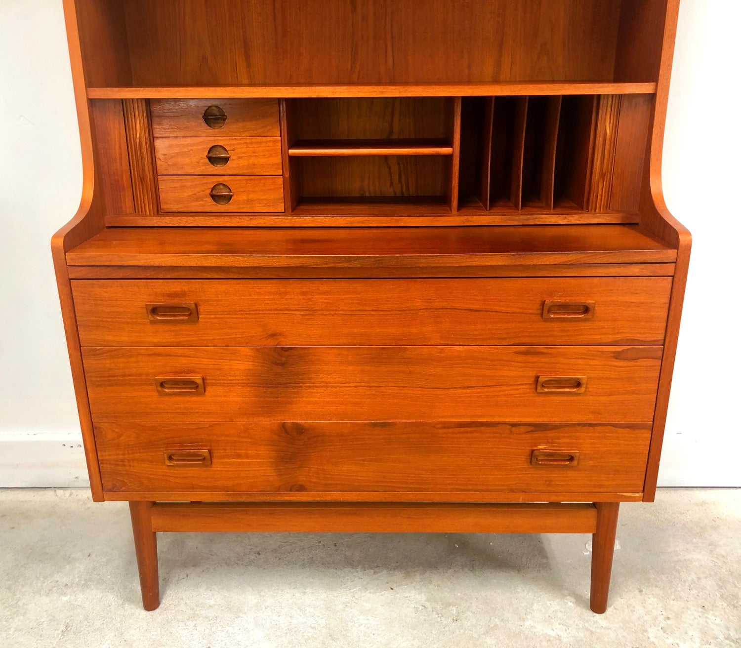 Mid-Century Danish Modern Teak Secretary Desk & Bookcase By BORNHOLMS image 3