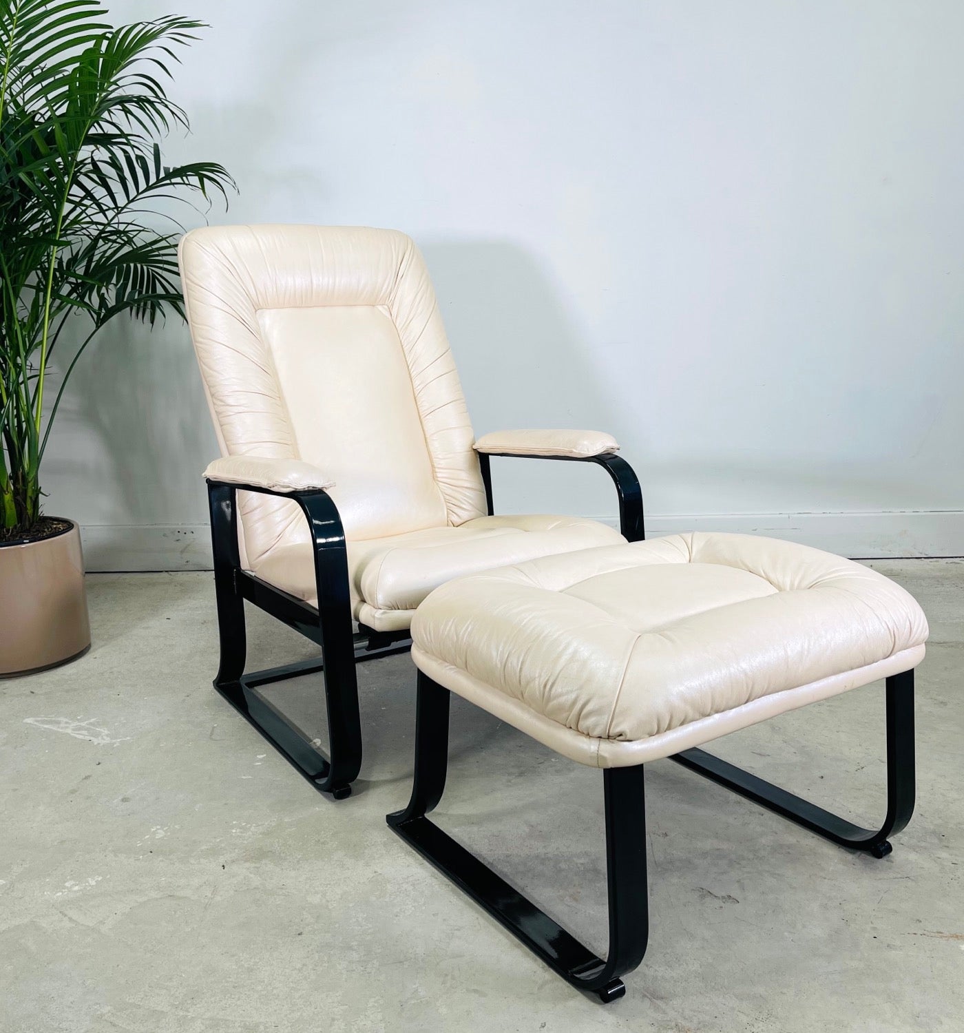 Vintage Leather Recliner & Ottoman  image 0