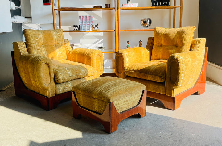 Pair Vintage Art Deco Lounge Chair with Ottoman  image 0