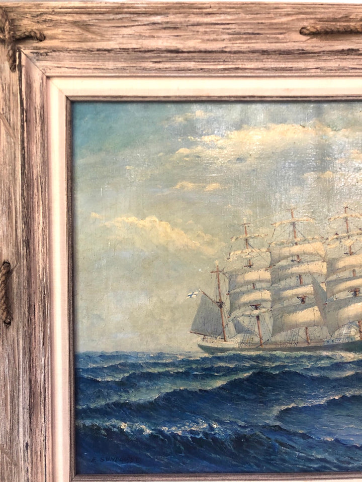 Nautical Scene Oil on Canvas  image 1