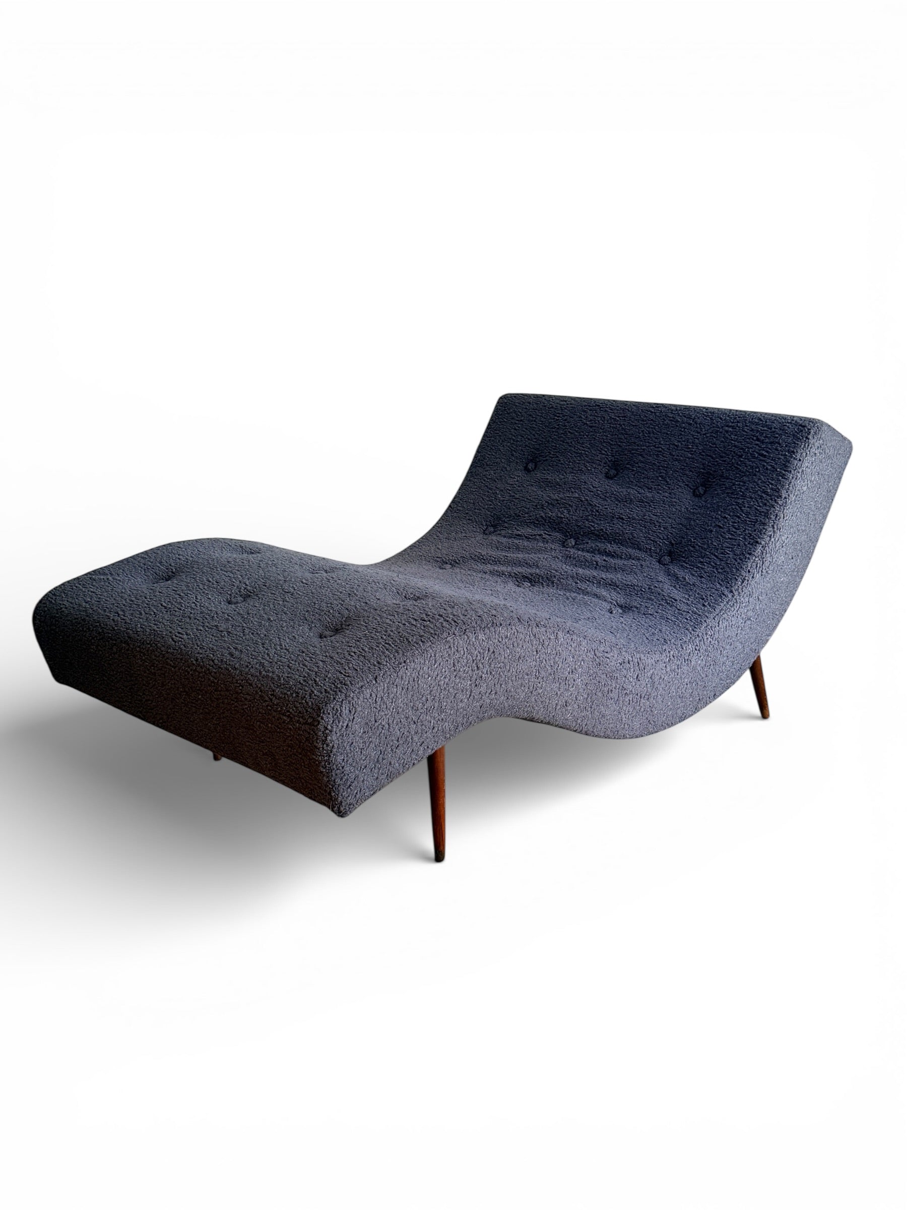 Adrian Pearsall Wave Chaise Lounge Chair – Mid Century Modern Blue Bouclé
