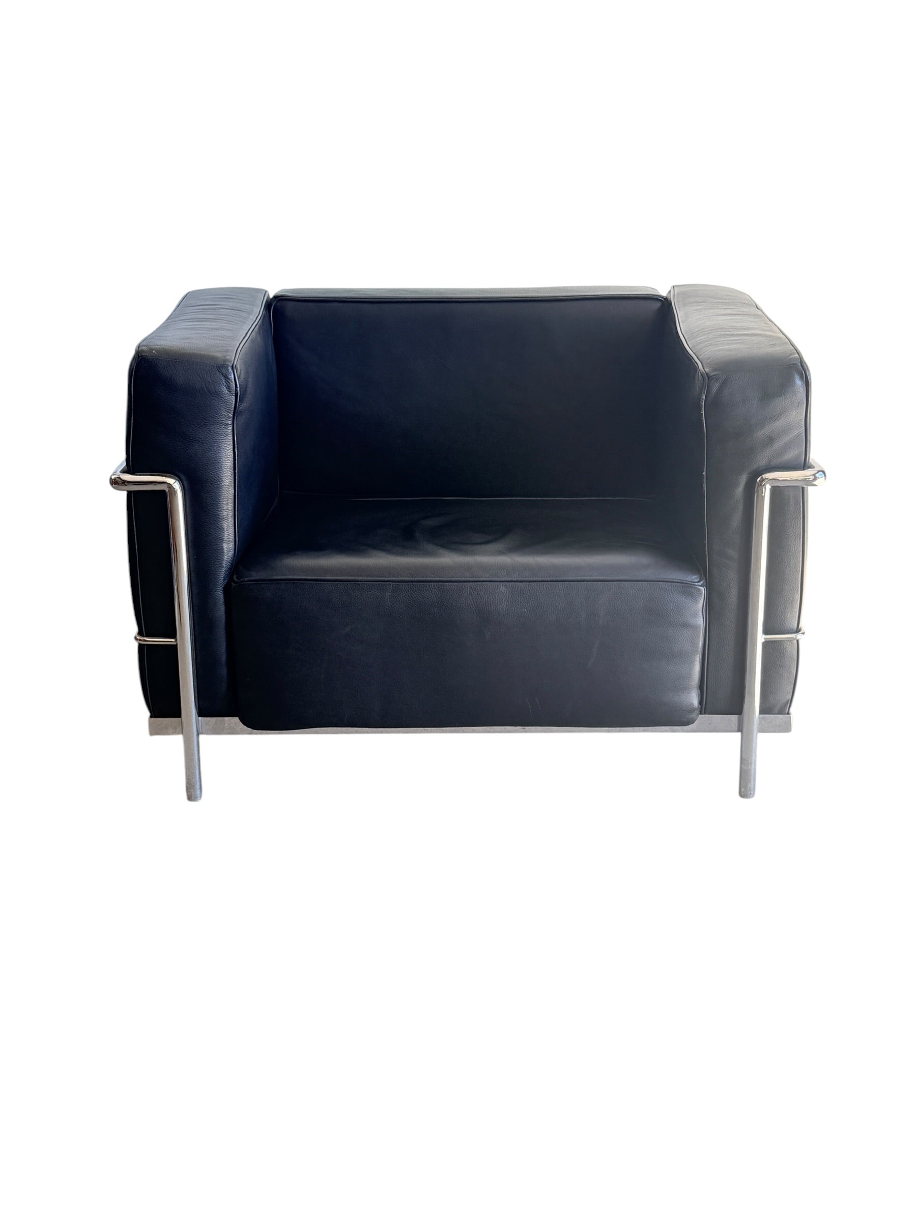 Mid Century Modern Le Corbusier LC2 Black Leather Lounge Chair