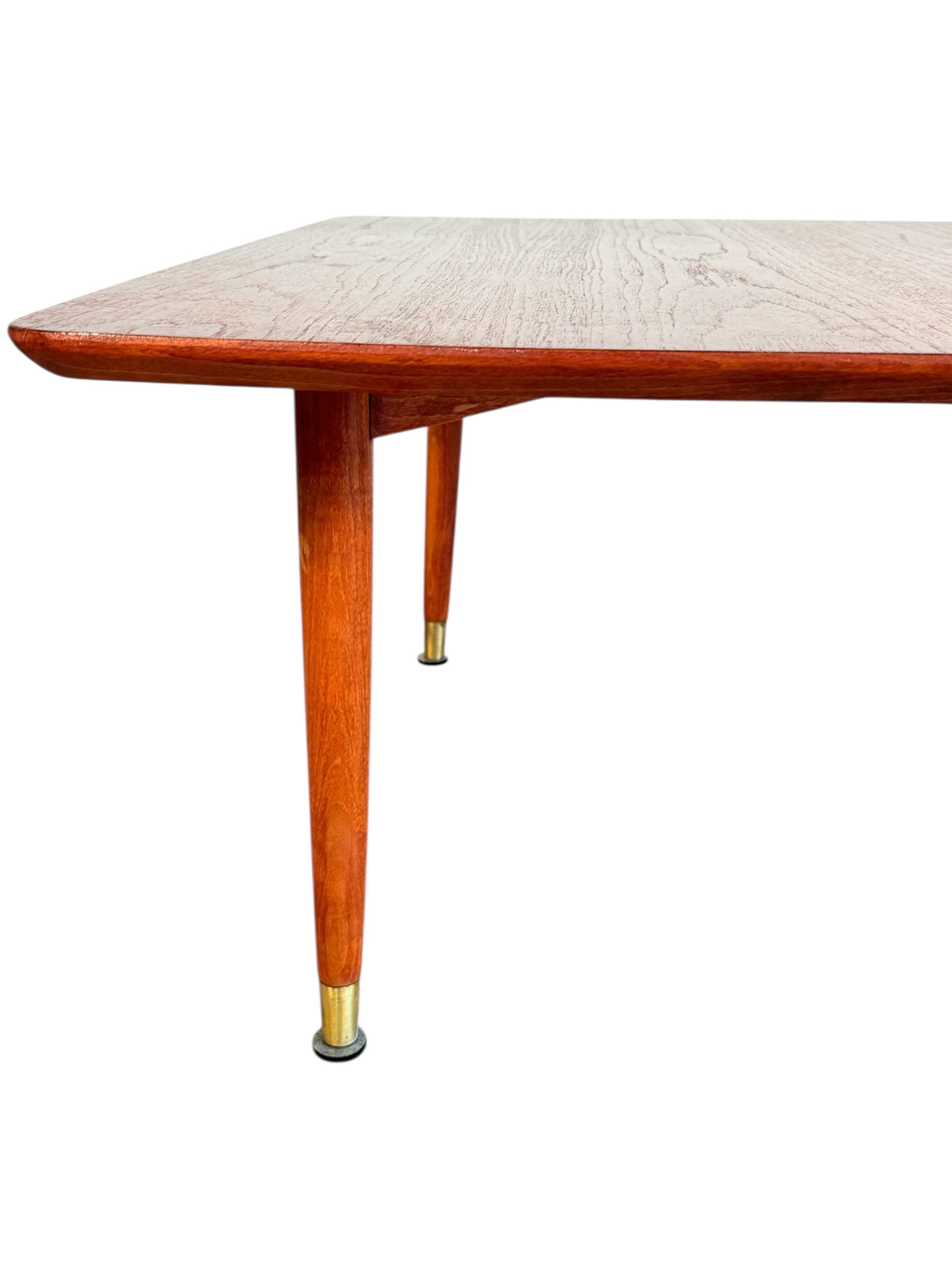 Mid Century Modern Teak Square Table with Brass Accents image 6