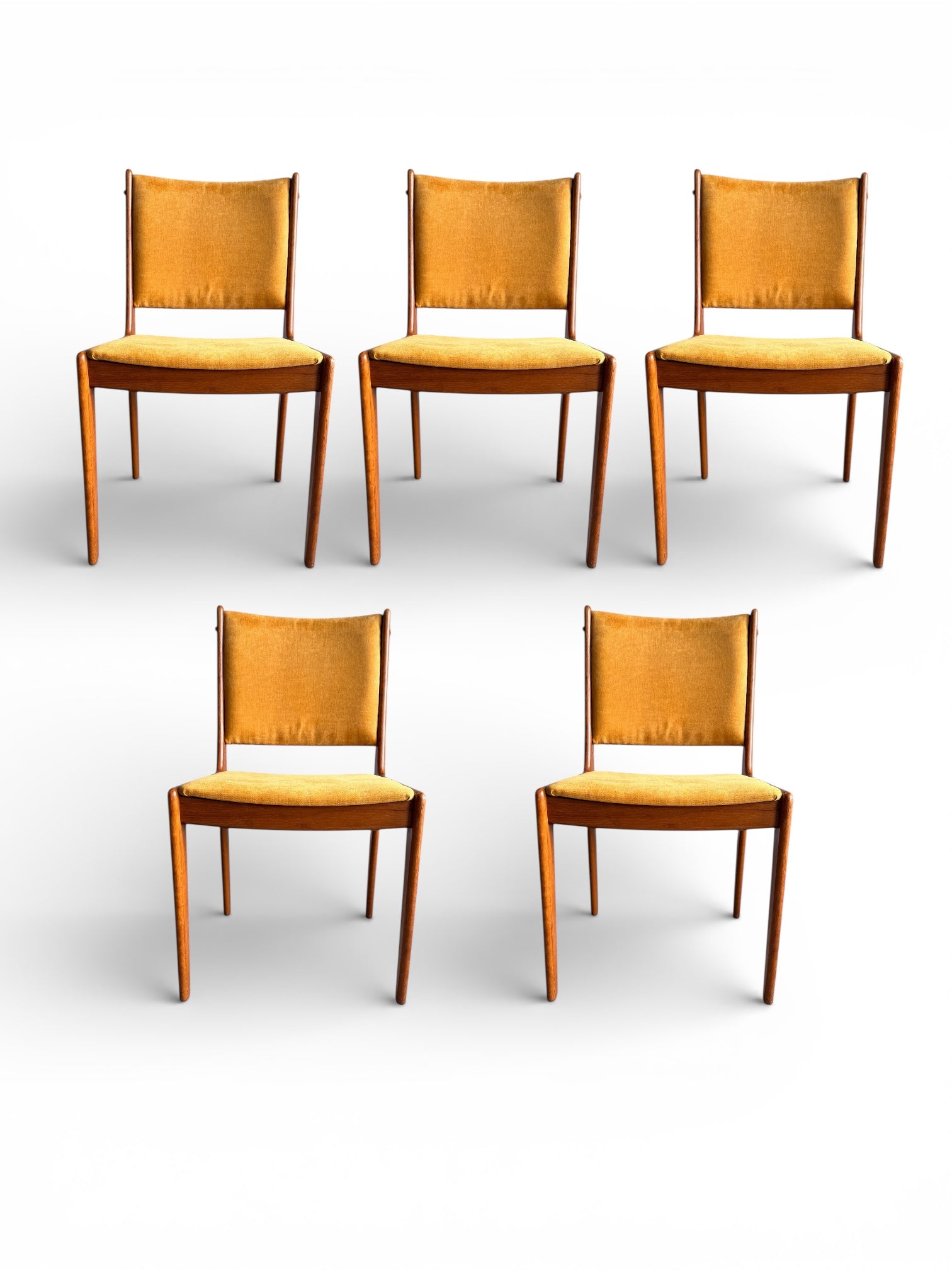 Set of 5 Scandinavian Teak Dining Chairs, Mid-Century Modern, Newly Upholstered, 1960s
