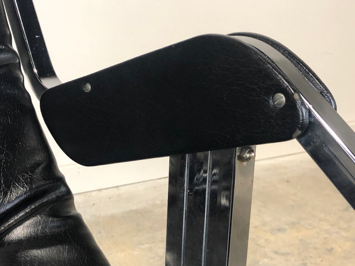 Mid Century Leather & Chrome Gravity Lounge Chair With Ottoman image 7