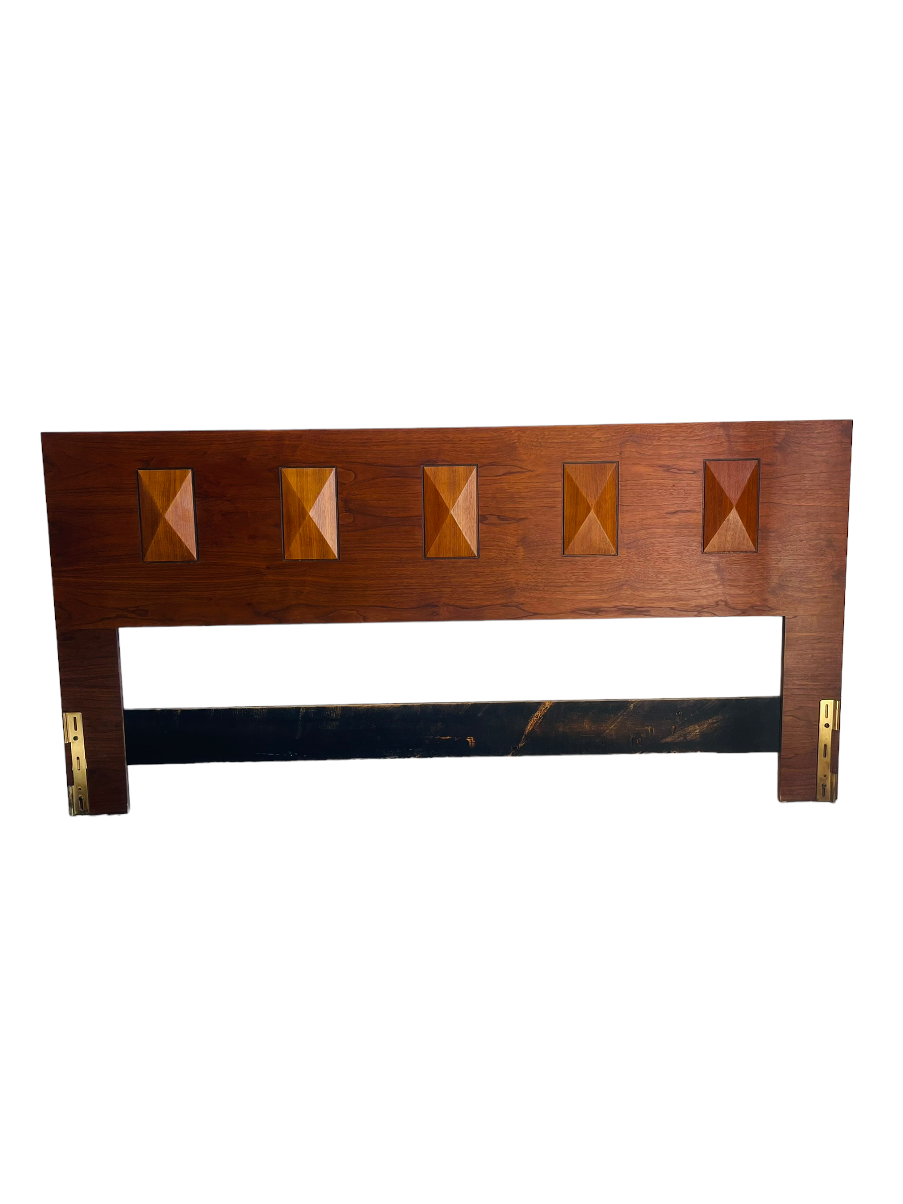 Mid-Century Modern Walnut Dimond Sculptured King Size Headboard  image 7