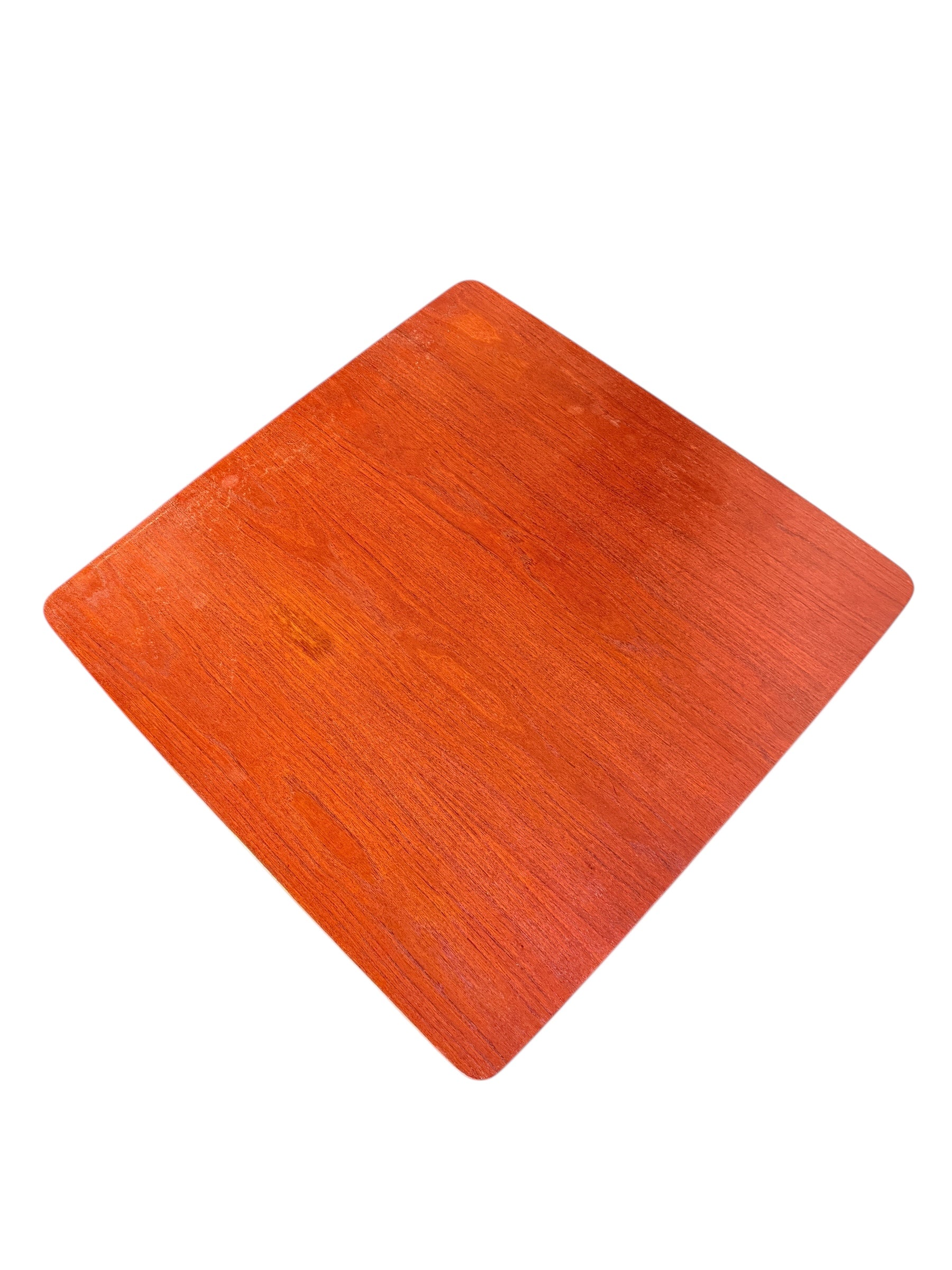 Mid Century Modern Teak Square Table with Brass Accents image 1