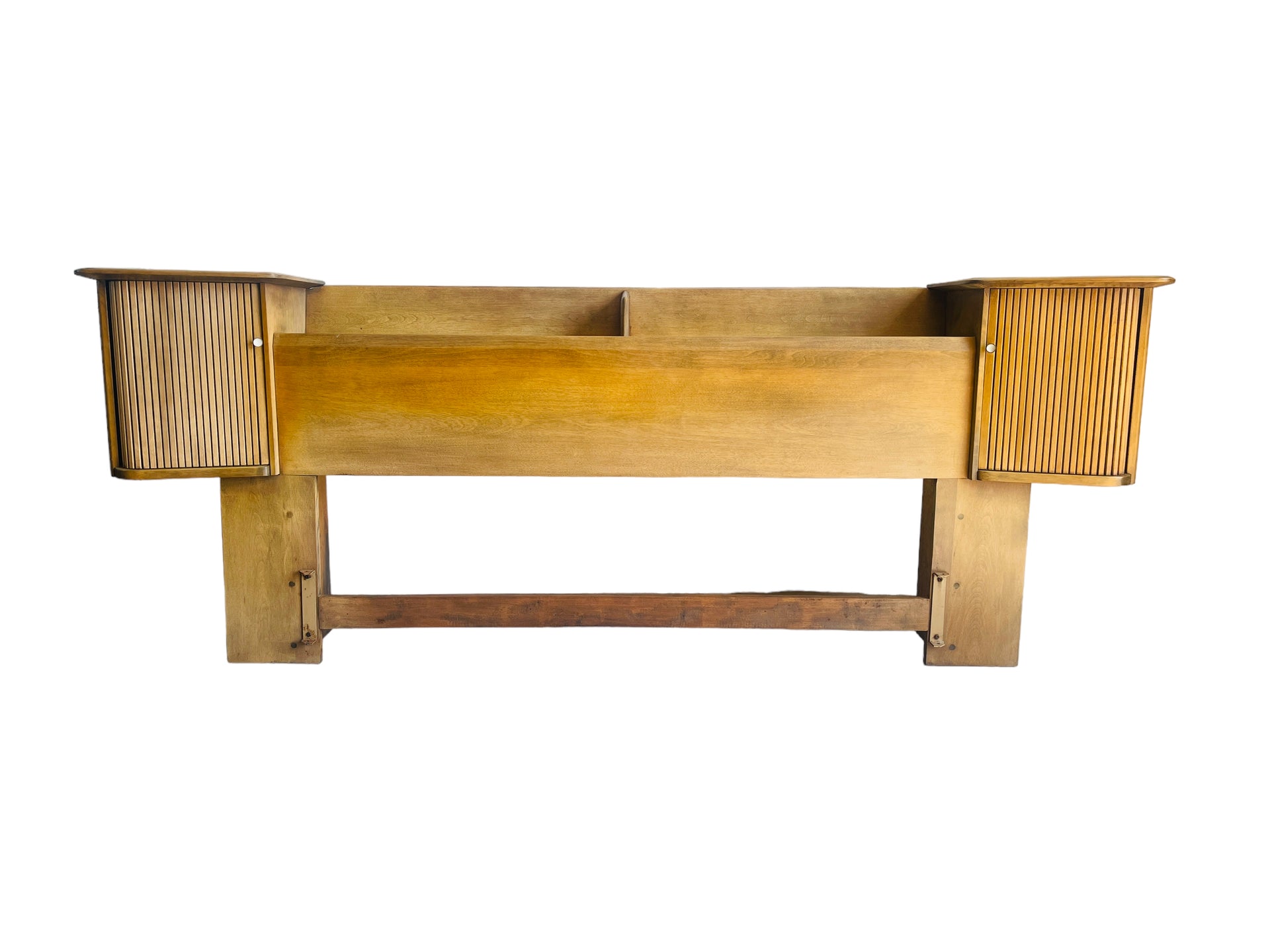 Heywood Wakefield Full Size Headboard with Attached Tambour Nightstands  image 0