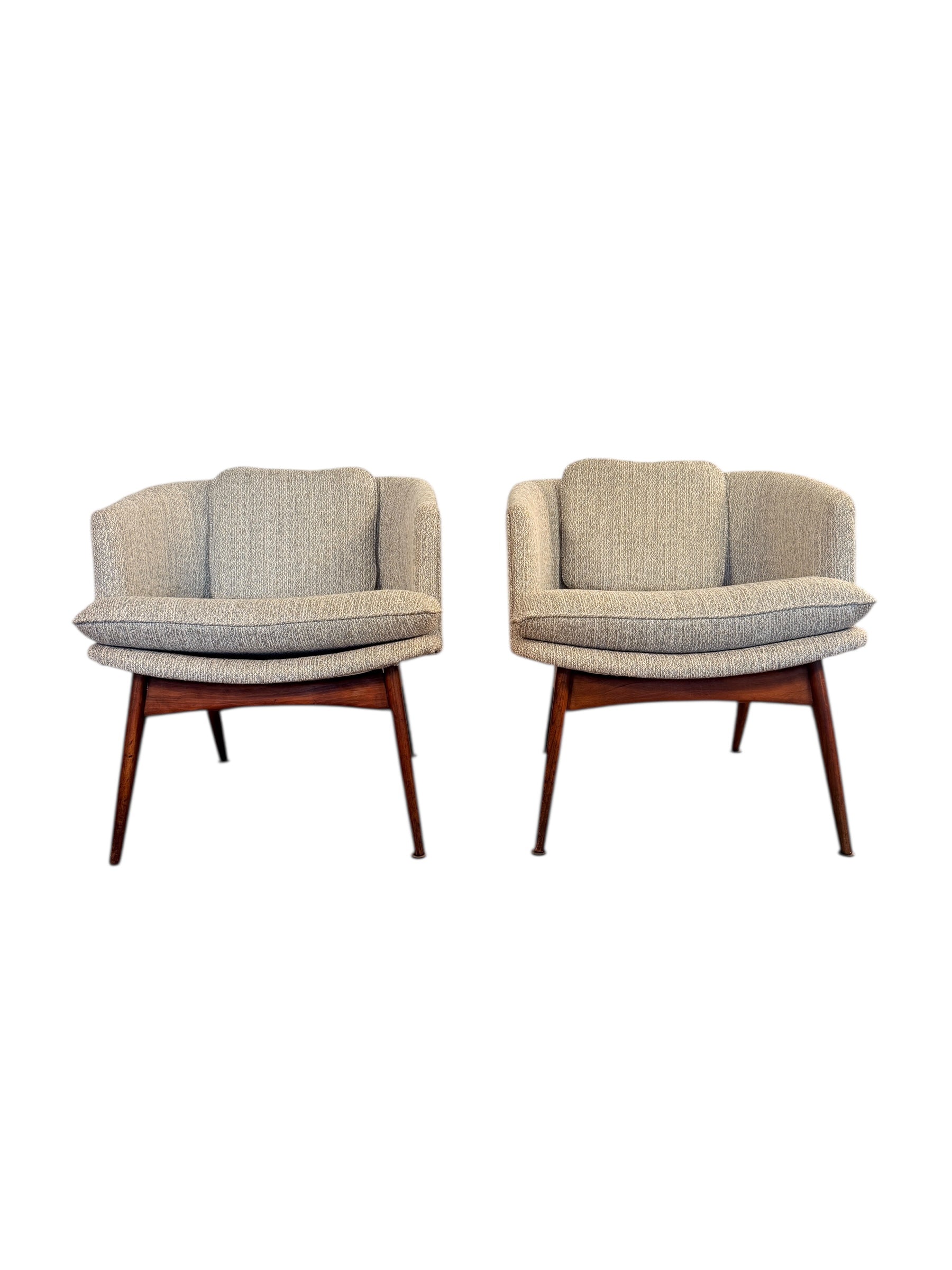 Rare Pair of Mid-Century Walnut Bucket Lounge Chairs by Wieland image 0