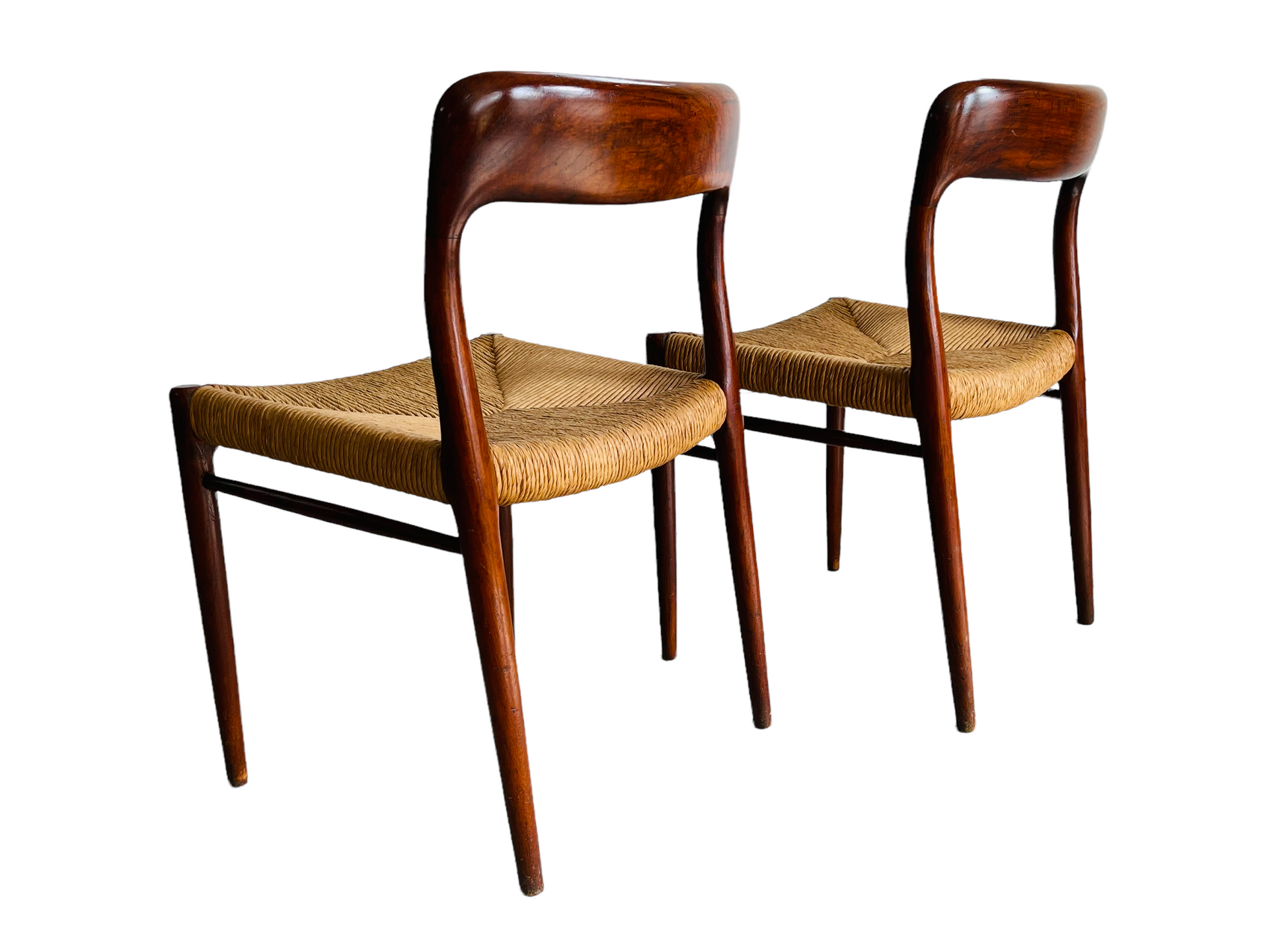 Pair Danish Modern Niels Moller Model #75 Paper Cord Chairs image 1