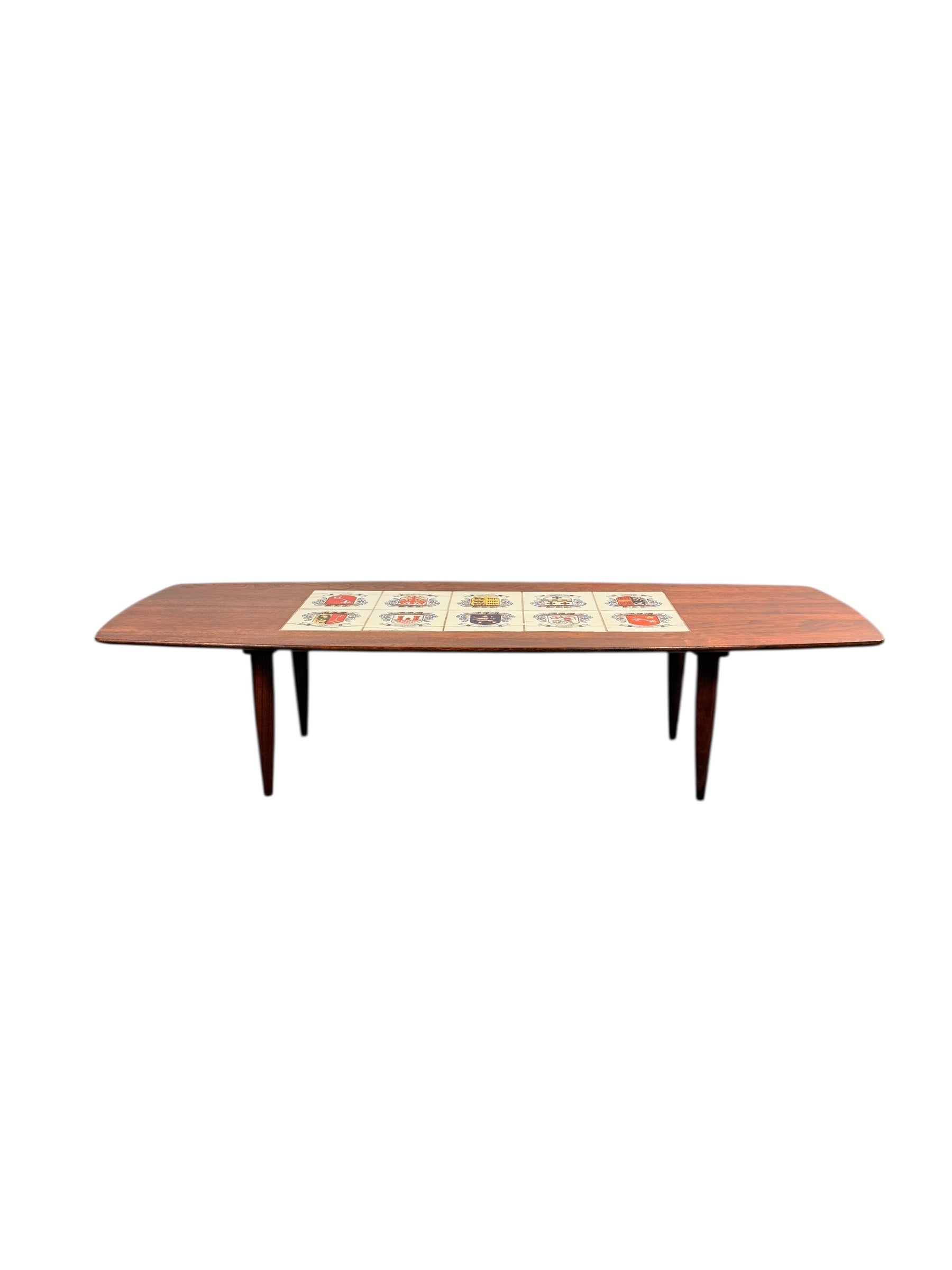Mid Century Modern Walnut Coffee Table With Tile Inlay image 6