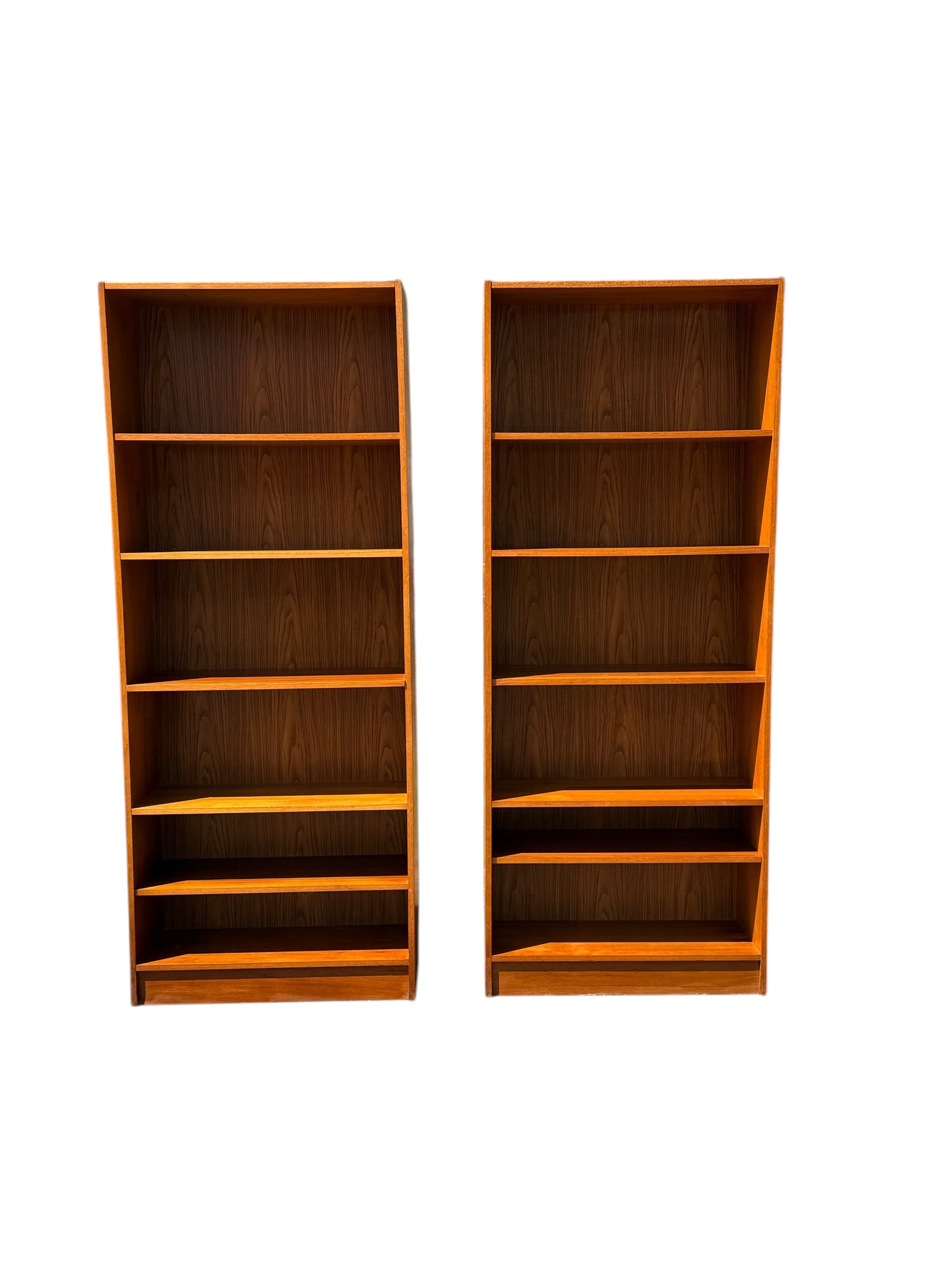 Pair of Danish Teak Bookshelves – Mid Century Modern Adjustable Shelving