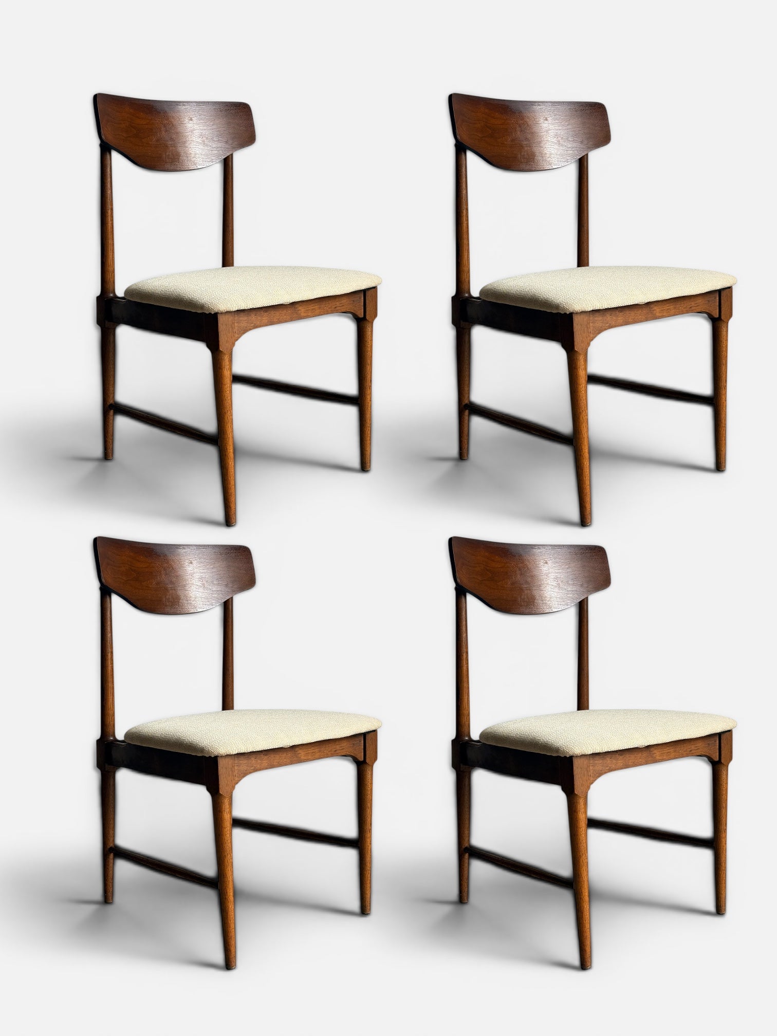 Set 4 Mid Century Modern Walnut Dining Chairs