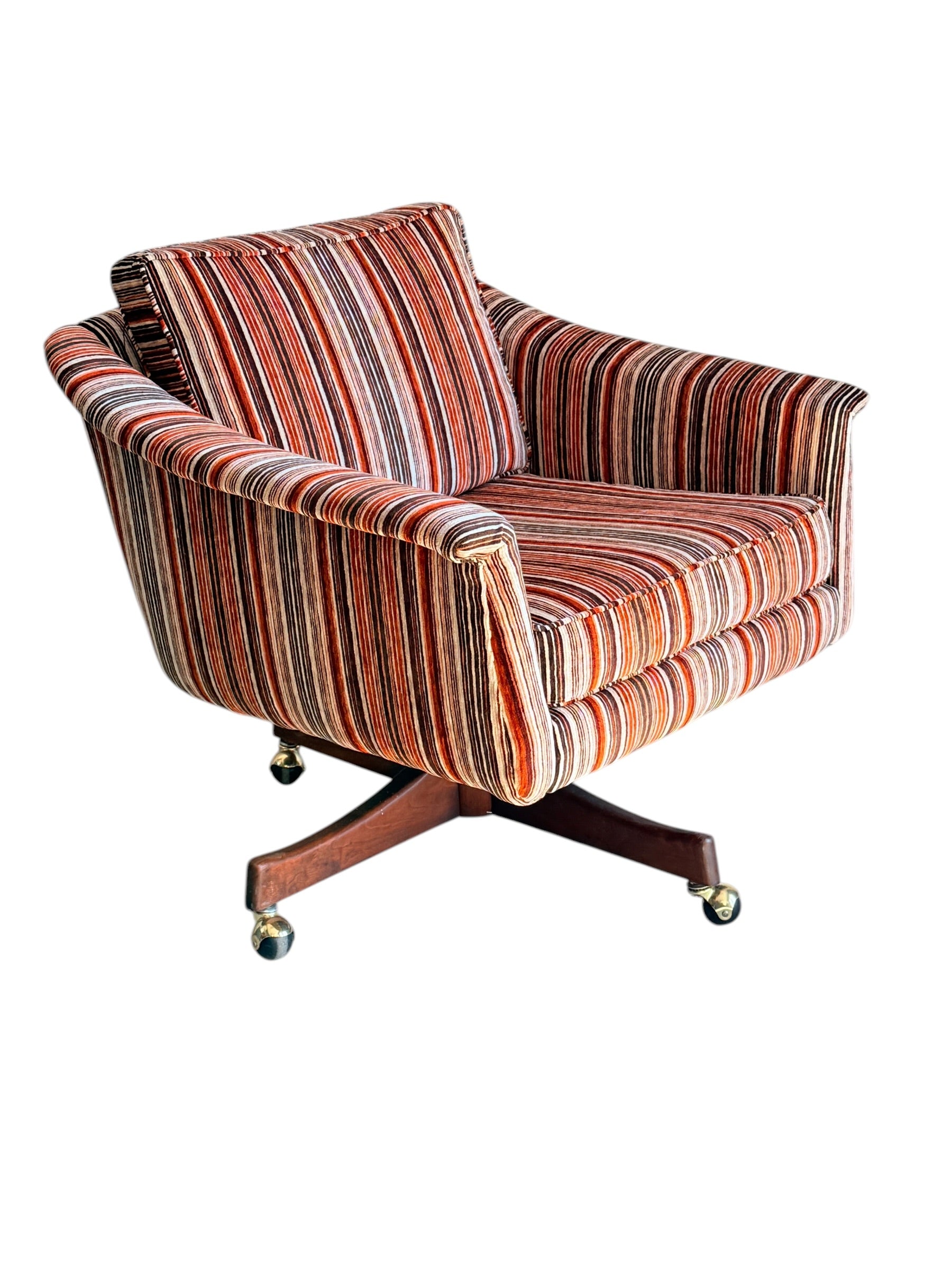 Folke Ohlsson for Dux Swivel Lounge Chair – Mid Century Modern Rolling Tilt Armchair with Casters