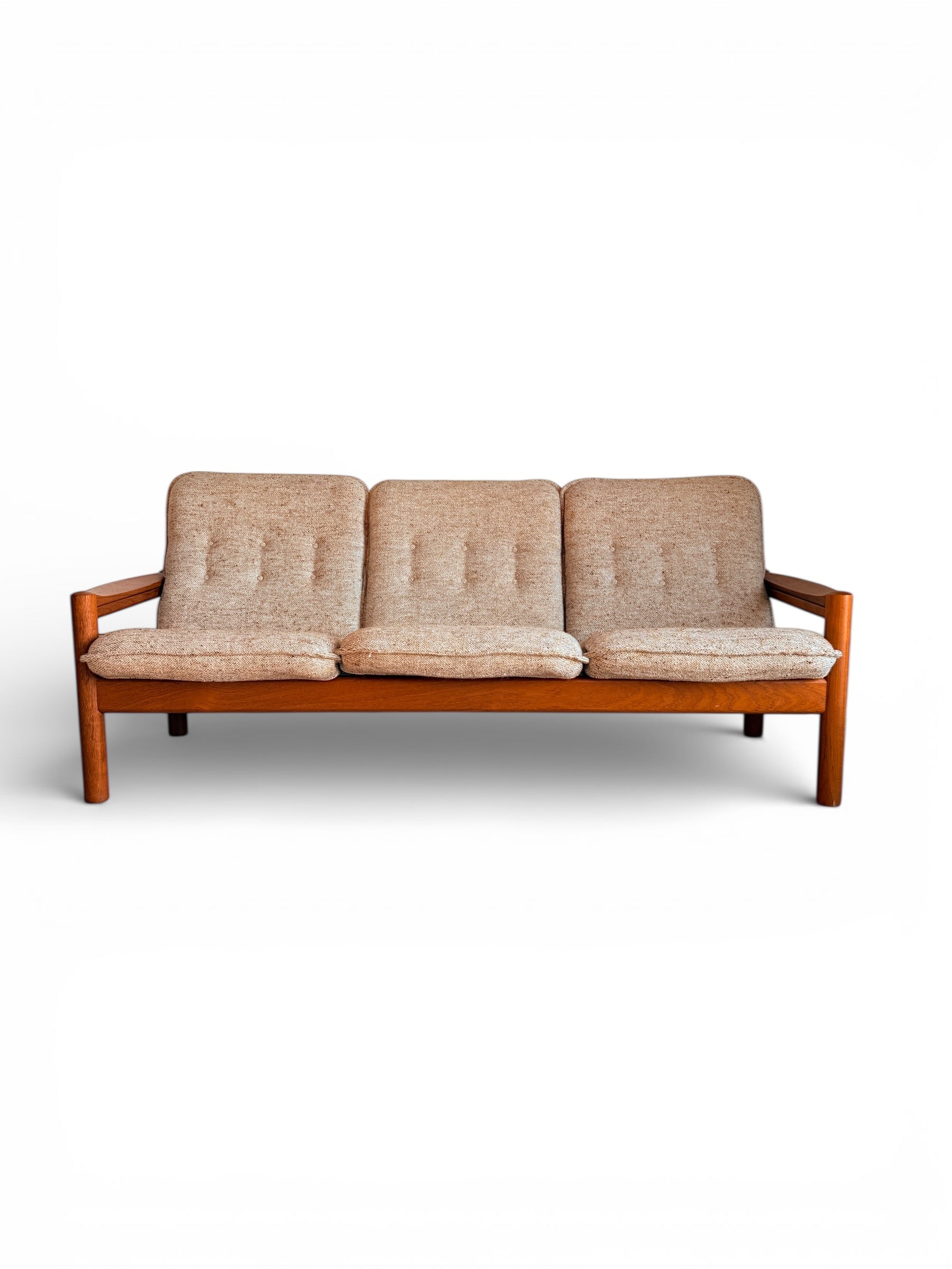 Mid-Century Danish Modern Teak Three-Seat Sofa by Dominio Møbler
